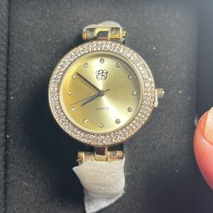 Gold Women's Watch with Crystal Detailing